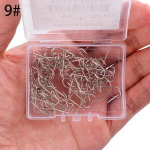 Fishing hooks, eye fishing hook, large and extra long stainless steel hook, fishing equipment box, 100 pieces 10 Main Sales Cabinet White License - №9
