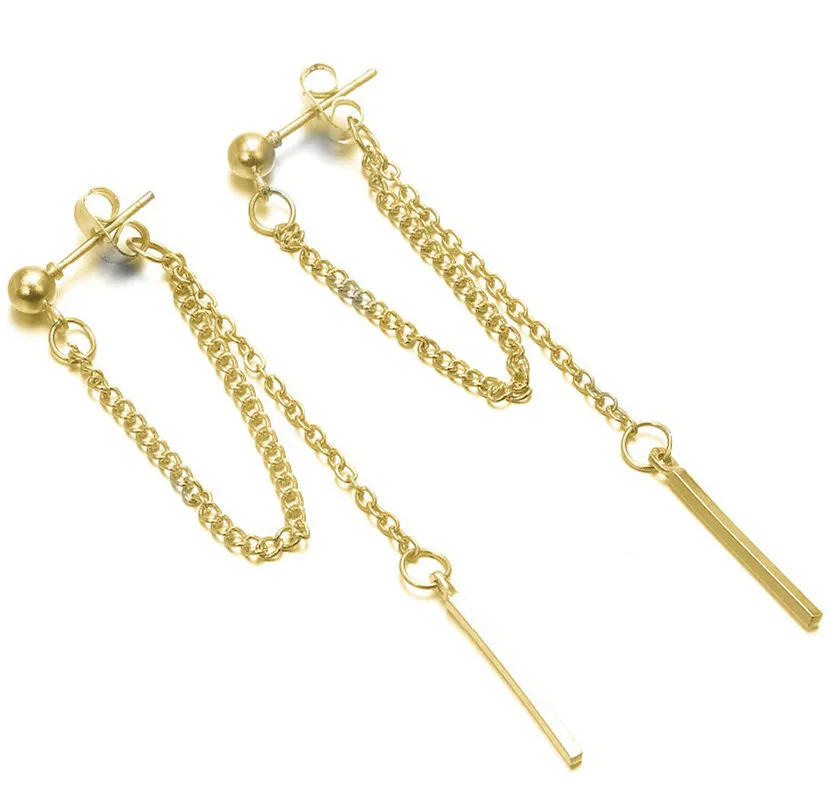 الأقراط الكورية سلسلة شرابة طويلة للنساء ، إبرة الفضة S925 ، نسيج معدني الرجعية ، الأزياء والمجوهرات #2