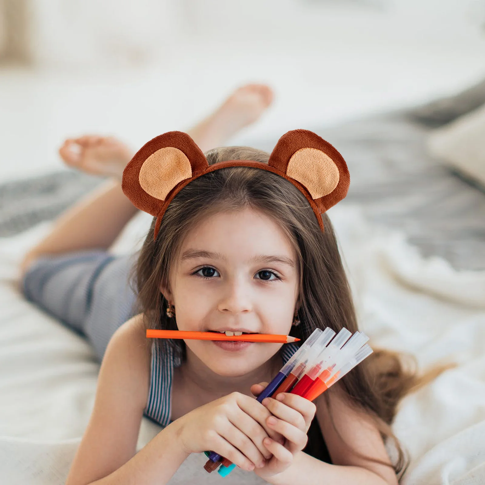 1 セット猿の耳と尻尾のコスチュームセット柔らかい布素材のロールプレイアクセサリーハロウィーンパーティーファンシードレスコスプレイベント用