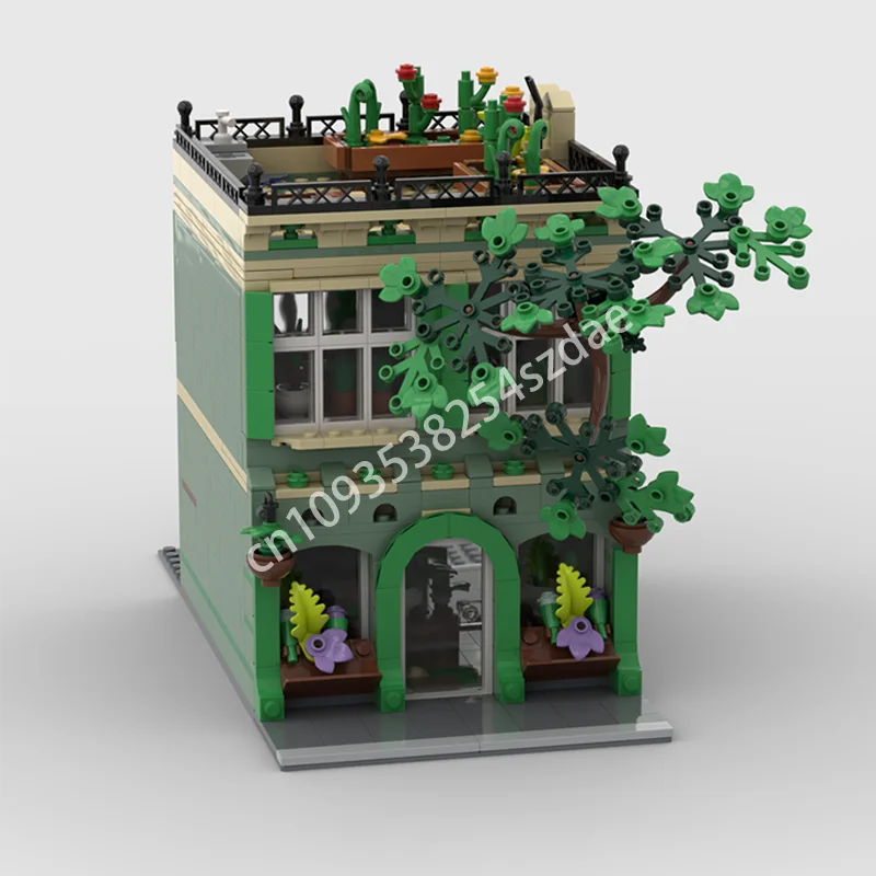 

1098 шт. MOC магазин растений, модульные здания, строительные блоки, детская игрушка STEM для развития терпении и концентрации, рождественская игрушка в подарок