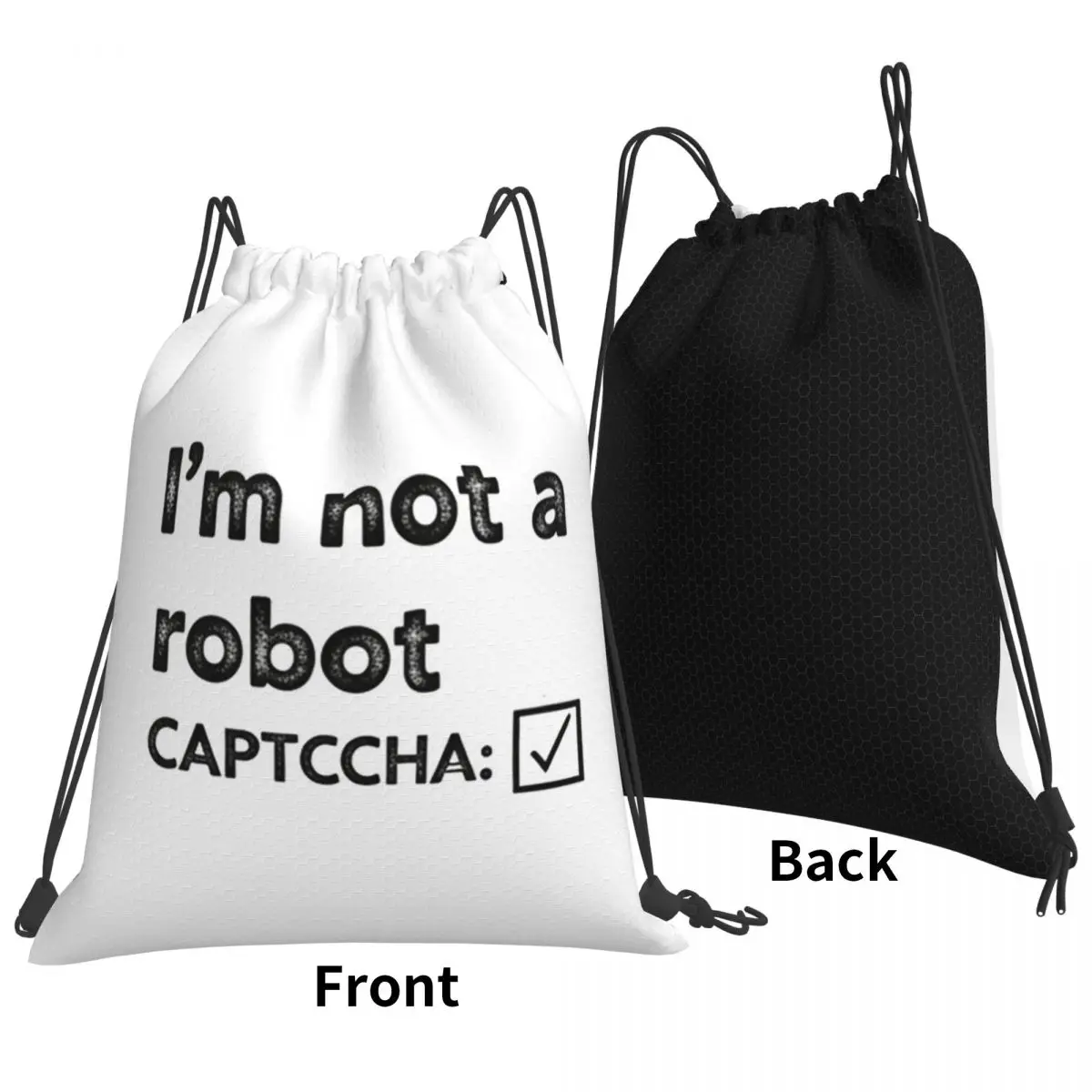 The Human Verification Backpacks Portable Drawstring Bags Storage Bag Book Bags for Man Woman School