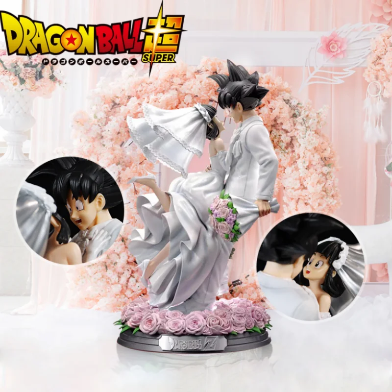 Hot 31cm Dragon Ball Anime Action Figure Model Toys Son Goku And Chichi Marry Wedding Decoration Collectible Dolls Statue Gifts