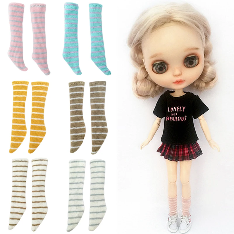 Blyth Doll Anime Kawaii Fashion Striped Socks Multiple Colors   for Ymy Licca Azones Ob24 22 Fr 19 Joint Body Dolls Accessories