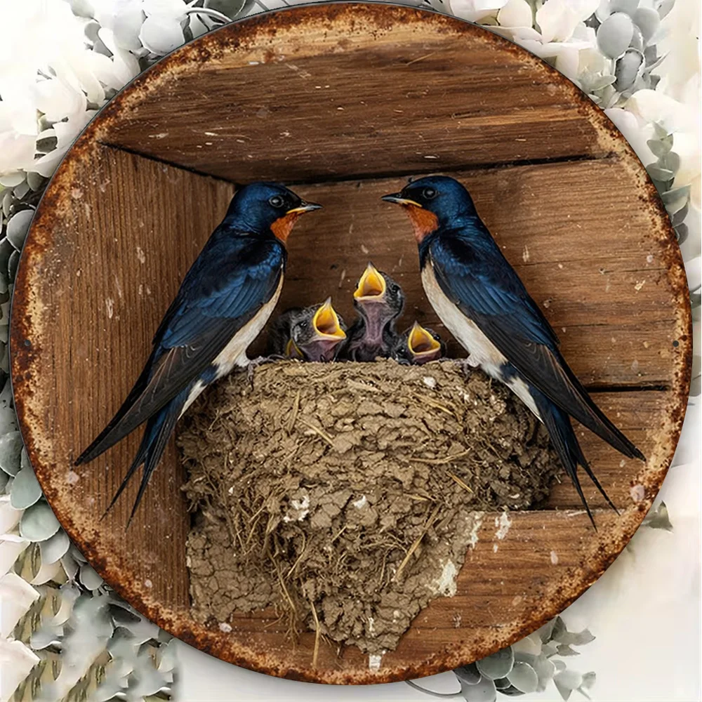 CIFBUY Vintage Swallow Nest Aluminum Wall Art Waterproof Durable Metal Sign For Living Room Home Decor Gift