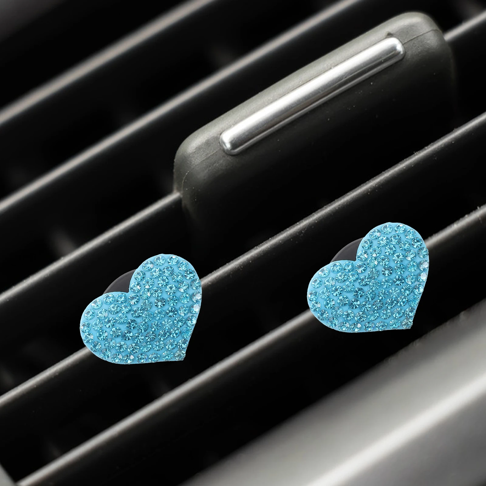 

2pcs Car Aromatherapy Diffuser Vent Clips Blue Plastic Car Air Freshener Accessories Heart Shaped Aroma Pads Universal Fit