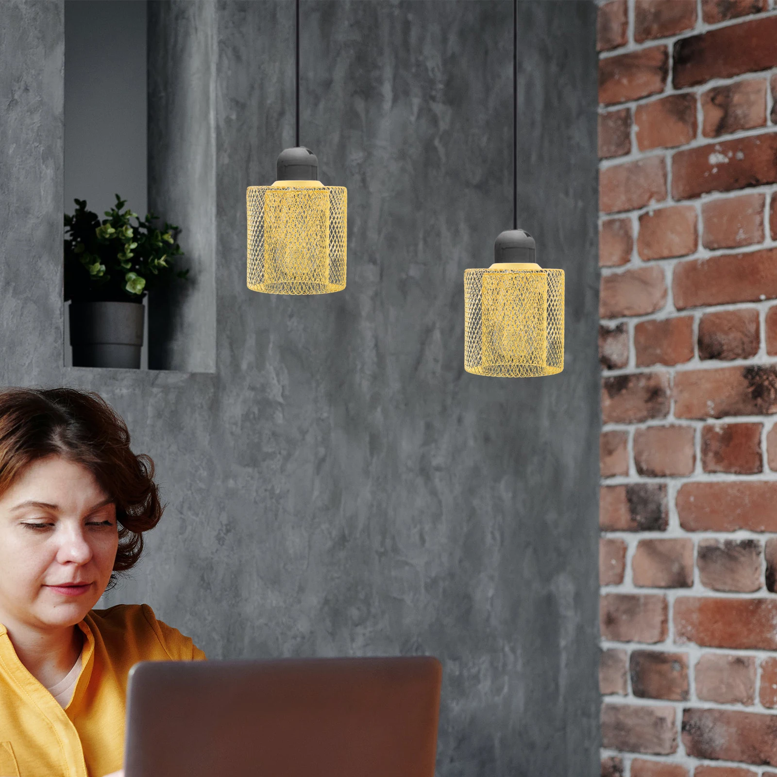 

Retro Iron Wire Lamp Shade Double Layer Metal Mesh Lamp Cover Replacement Industrial Style Hanging Light Cover Vintage Lampshade