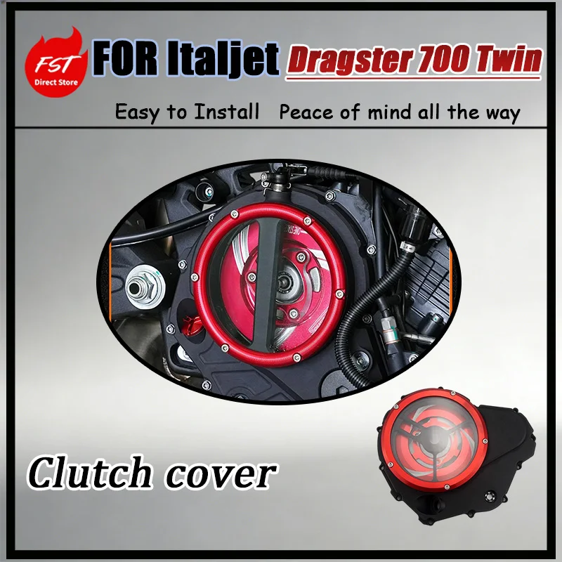 For Italjet Dragster 700 Twin Clutch Edge Cover Assembly Transparent Modified with Optional Multi-Color Aluminum Outer Ring