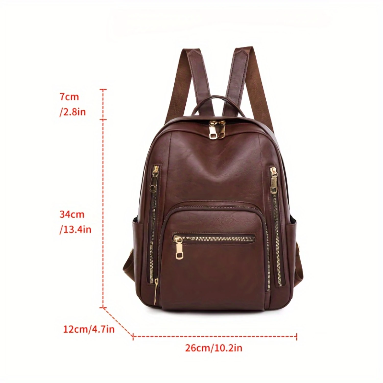 Retro PU Leather Daypack for Outdoor Travel and School