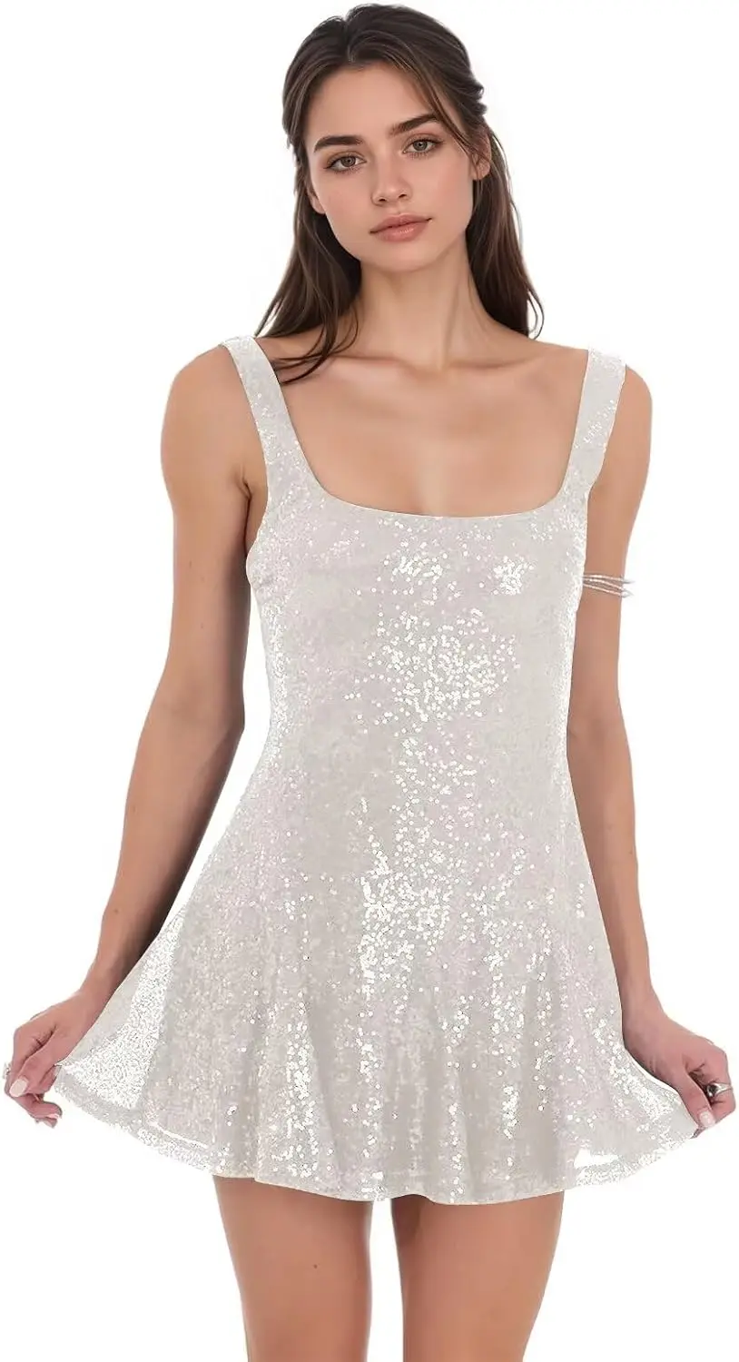 

Sequin Homecoming Dress 2025 Short Sparkly Square Neck A-line Cute Petite Cocktail Party Gowns for Teens HOCO Girls School Gown