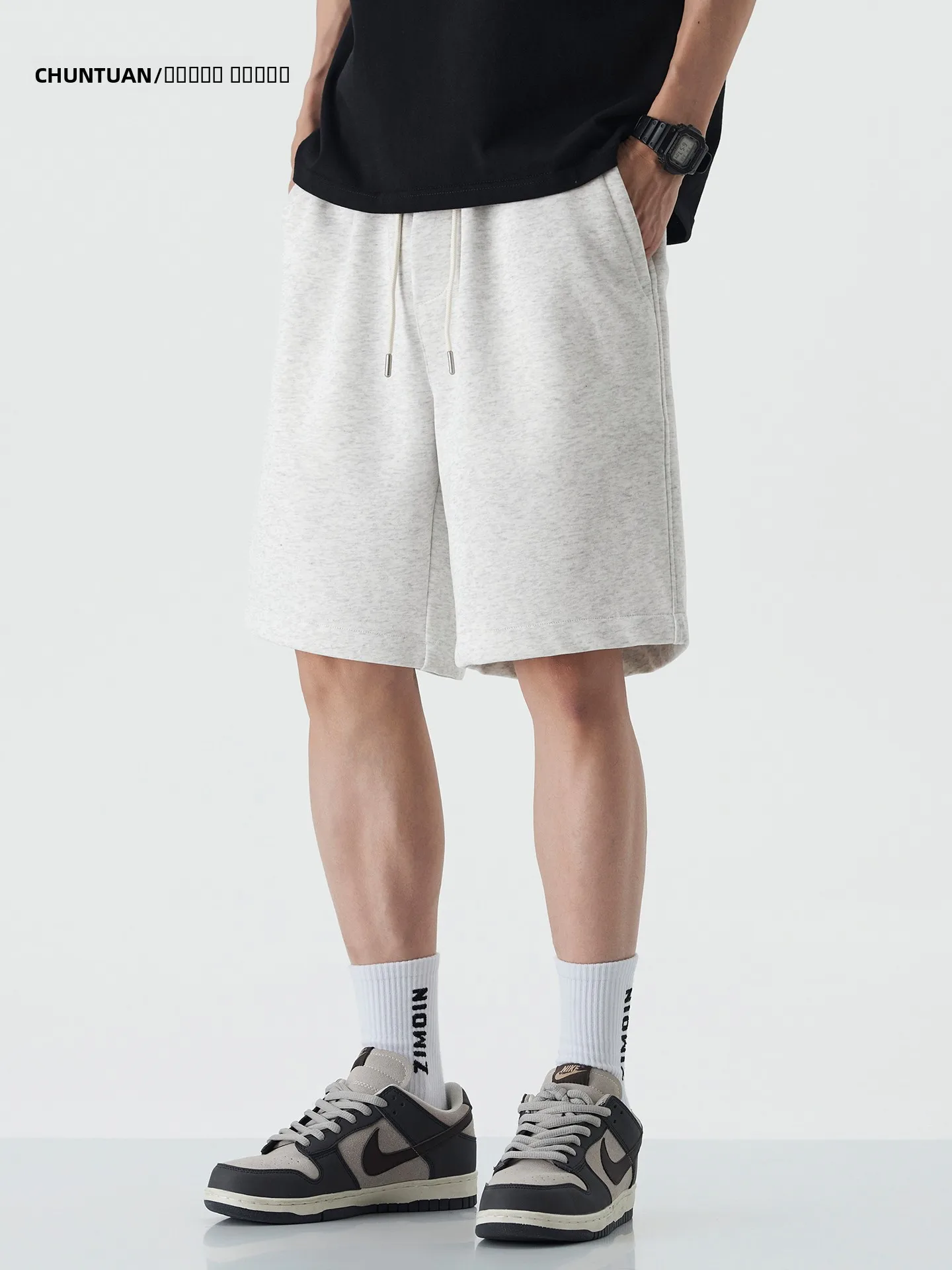 

Heavyweight American Sle Sport orts Men Summer Straight Leg Running ey ort Sweatpants Loose Five-Quarter Length