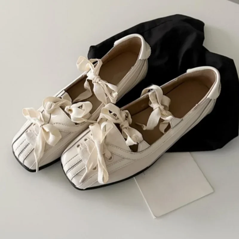 

New Style Color Block Women Flats 2026 Mary Jane Square Toe Bow Sweet Women Shoes Casual Comfy Daily Dress Slip on Flats Shoes