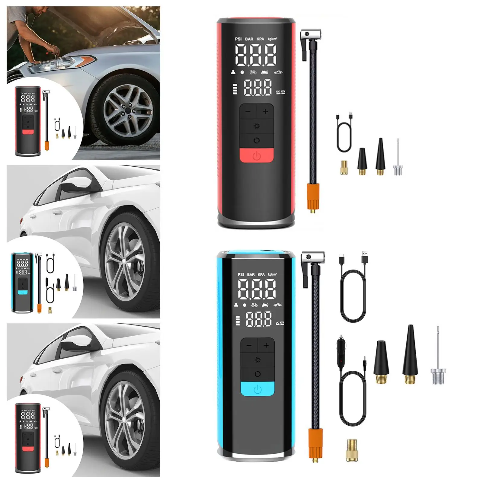 

Car Tire Inflator 6000mAh Air Pump for Tires for Bike Motorcycle Scooter