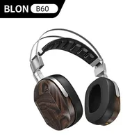 BLON B60 Headphone 50mm Beryllium Coated Diaphragm Wooden High Fidelity Earhook High Purity Copper Headphone Wired Earphones