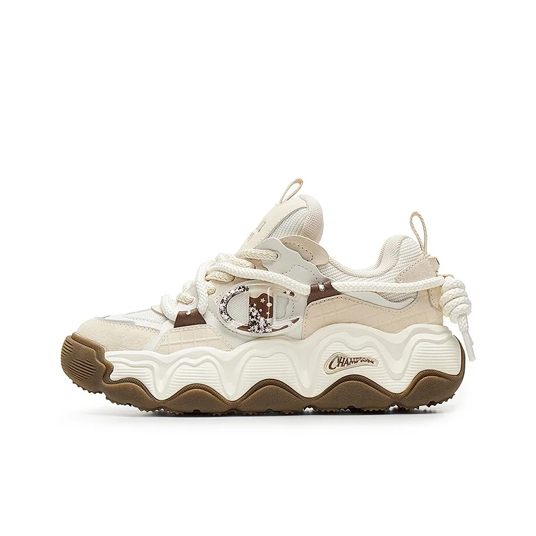 Zapatos casuales de caña baja para mujer, de cuero sintético, modelo Champion Champ Lava Cake, color hueso claro/blanco leche, U5AFCTW03F1.