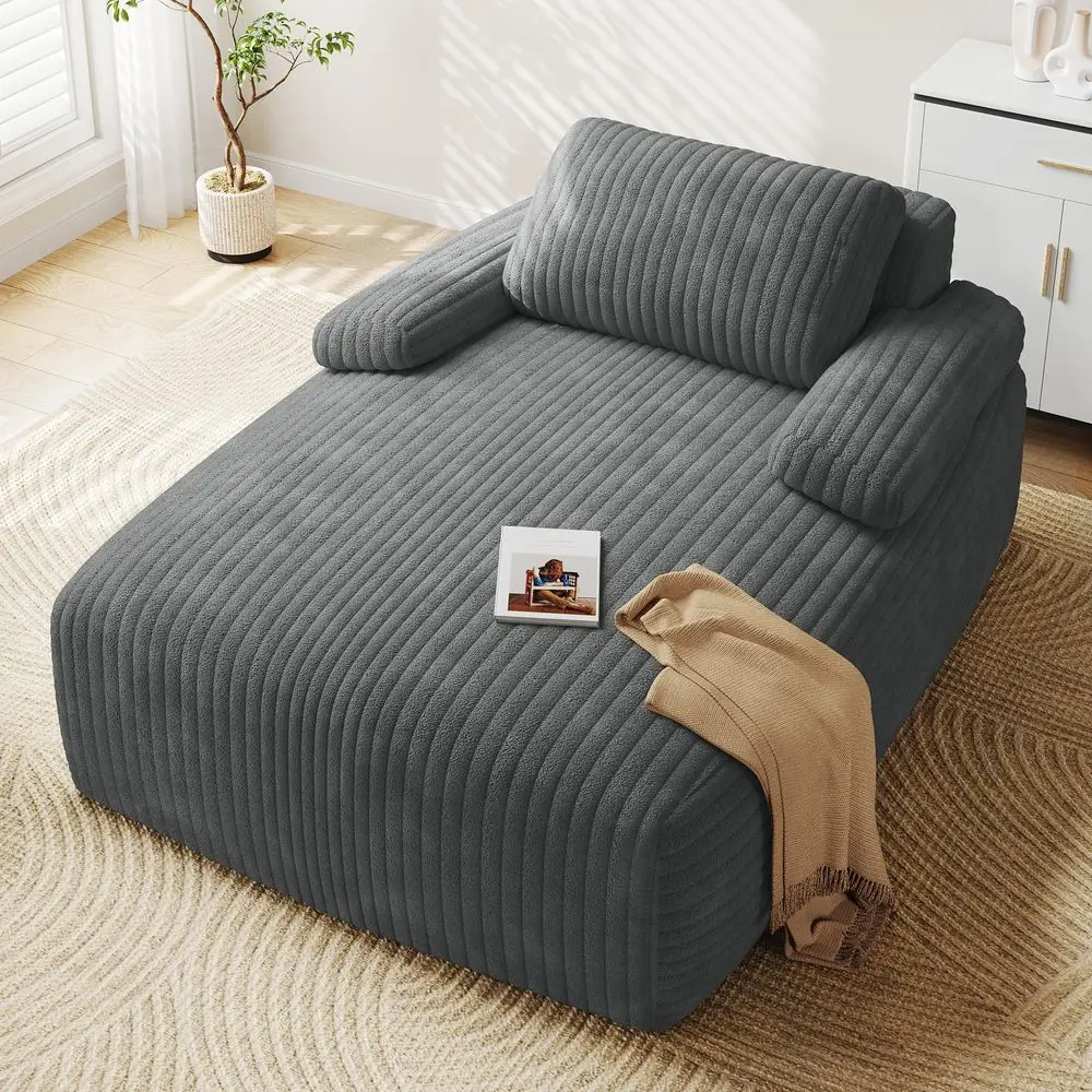 

67L x 48W Chaise Lounge Chair Indoor, Oversized Corduroy Upholstered Boneless Sofa Bed, DeepSeat Sleeper Couch, Reading Chair,