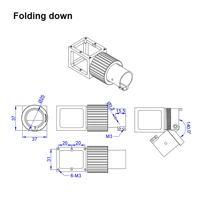 

RJXHOBBY 25mm Aluminum Alloy Folding Arm Side/Down Fold for Agricultural Plant Protection UAV Drone