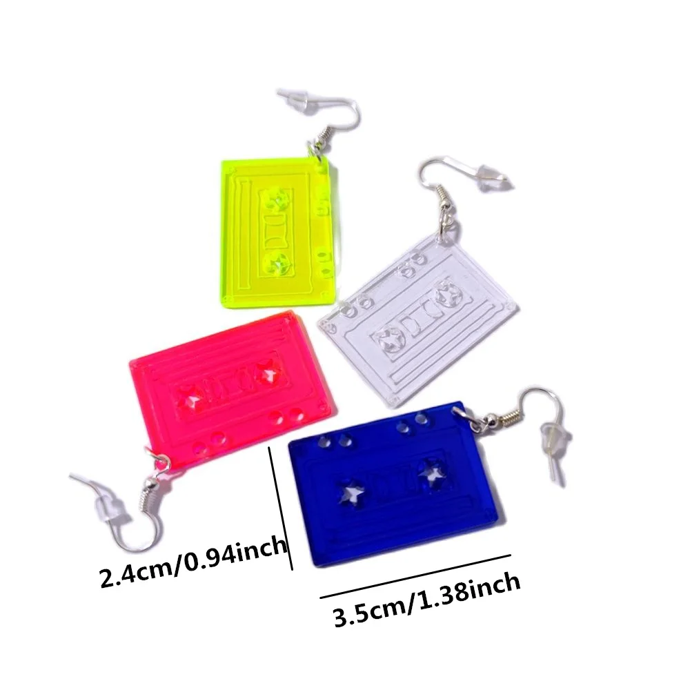 KUGUYS Trendy Jewelry Acrylic Clear Neon Large Earrings for Women Pendientes New Arrival Tape Drop Earring Oorbellen Brincos