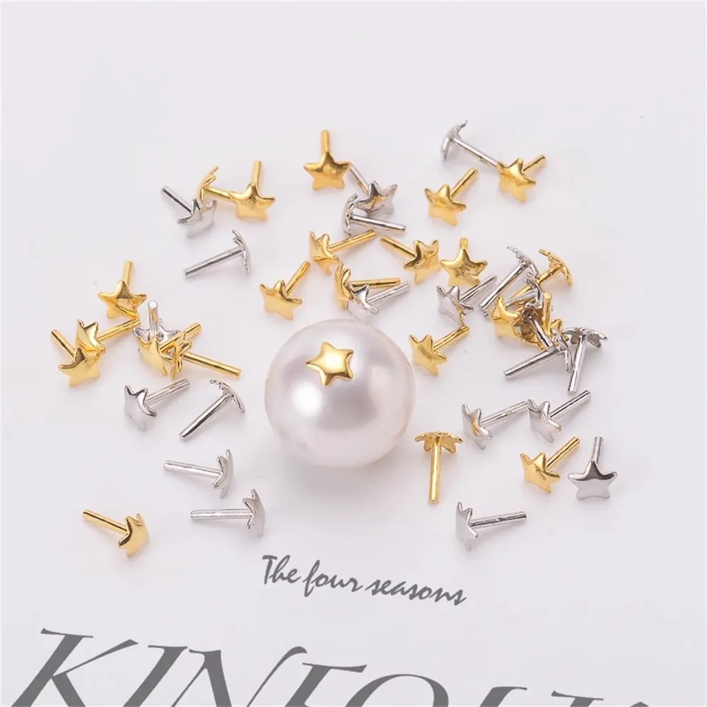 

DIY Pearl Accessories K Gold Version Fancy Plug S925 Pure Silver Plating Platinum Through Hole Pearl Plug Making Needle Cap Z009