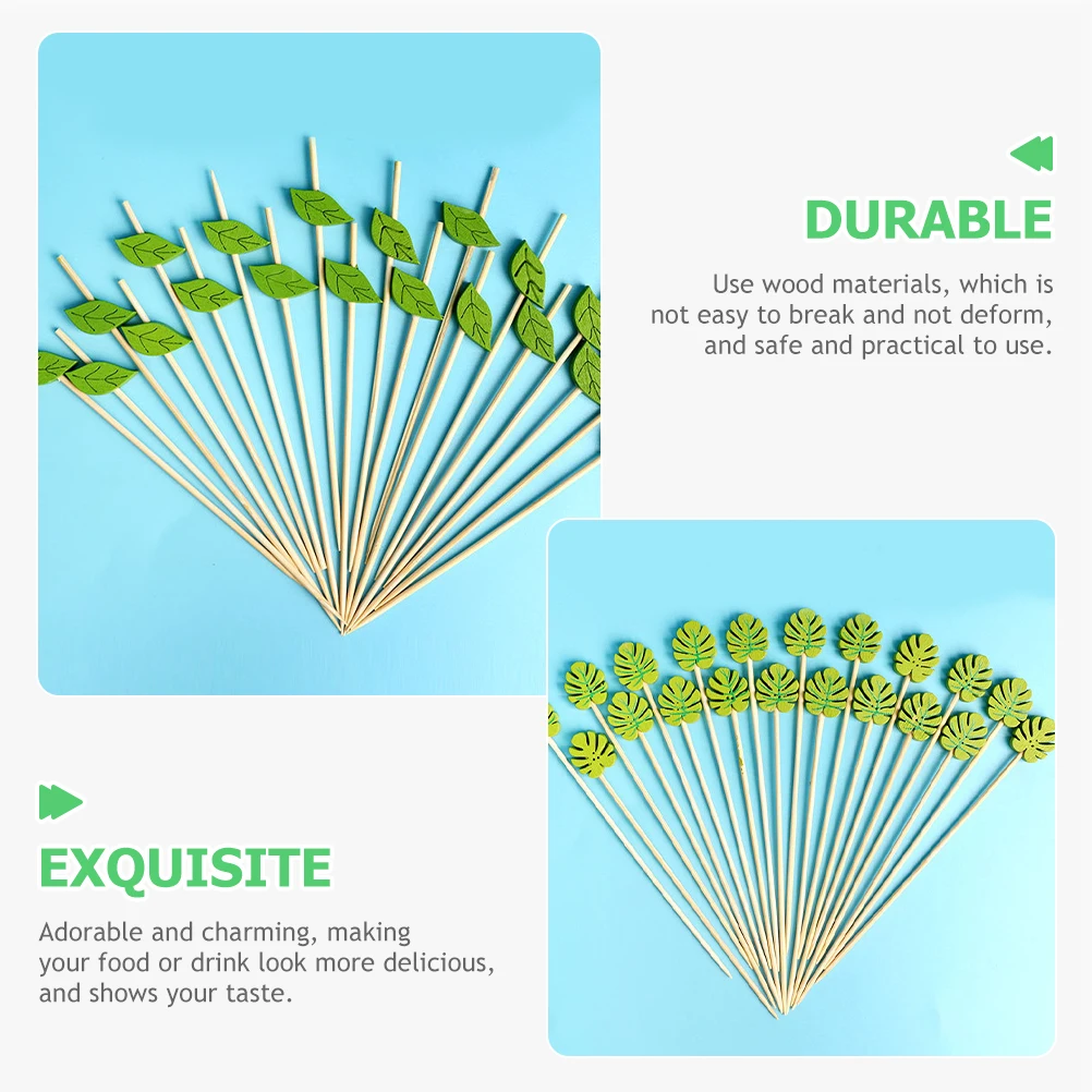 

60 Pcs Turtle Back Leaf Cake Sign Skewers for Appetizers Long Toothpicks Drinks Mori Department Food