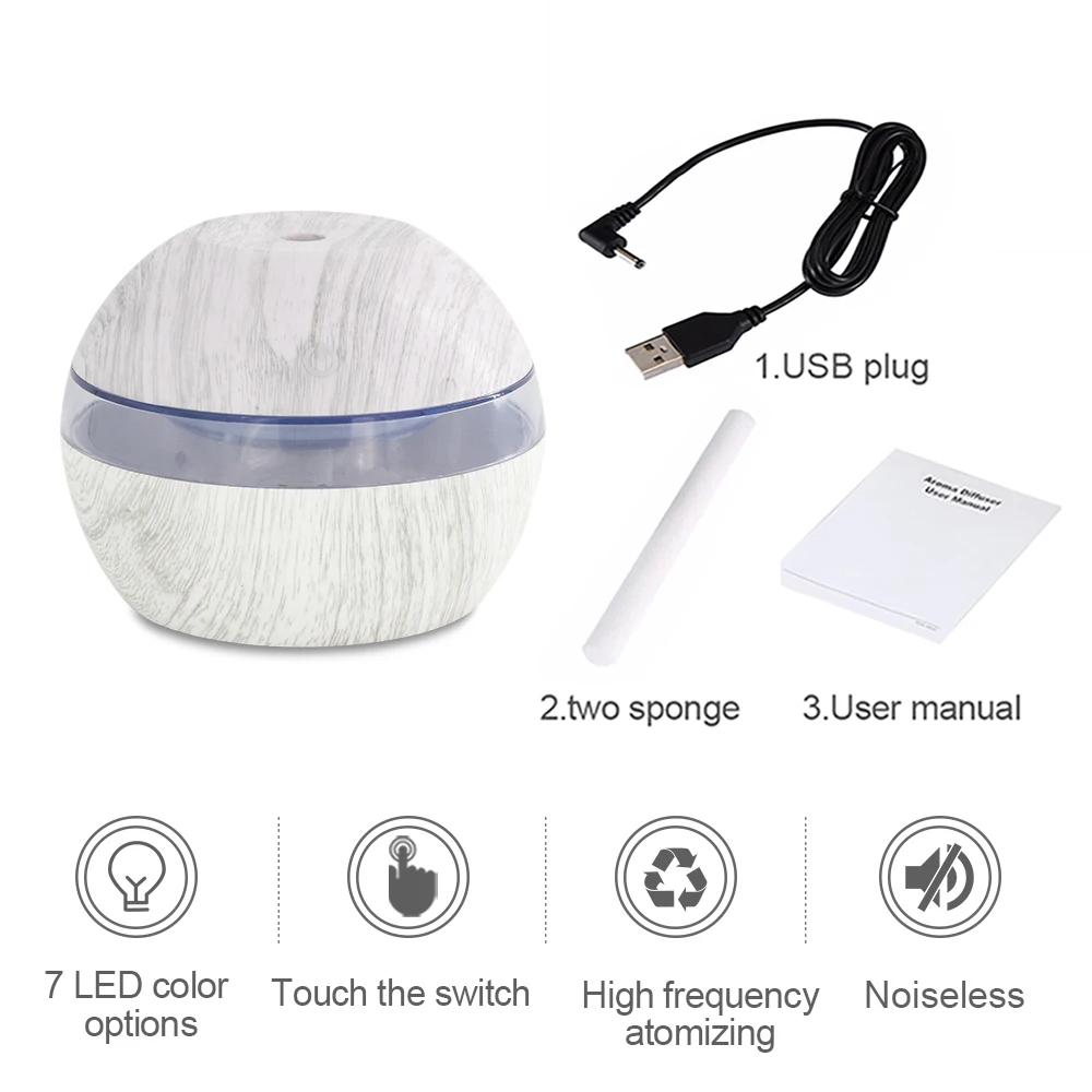USB Mini humidifiers for home ​​Kids-Friendly Humidifier with 7-Color LED light Aromatherapy Diffuser ​​Ultrasonic cool mist