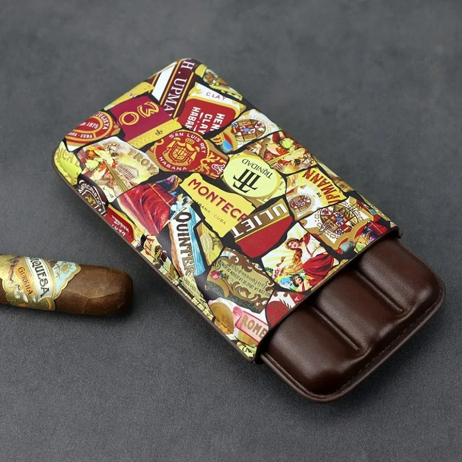 

Travel Cigar Case Leather Cigar Cigarrate Box Pocket Cuba Portable Cigar Humidor Holder Smoking Accessories Travel Case Gift Box