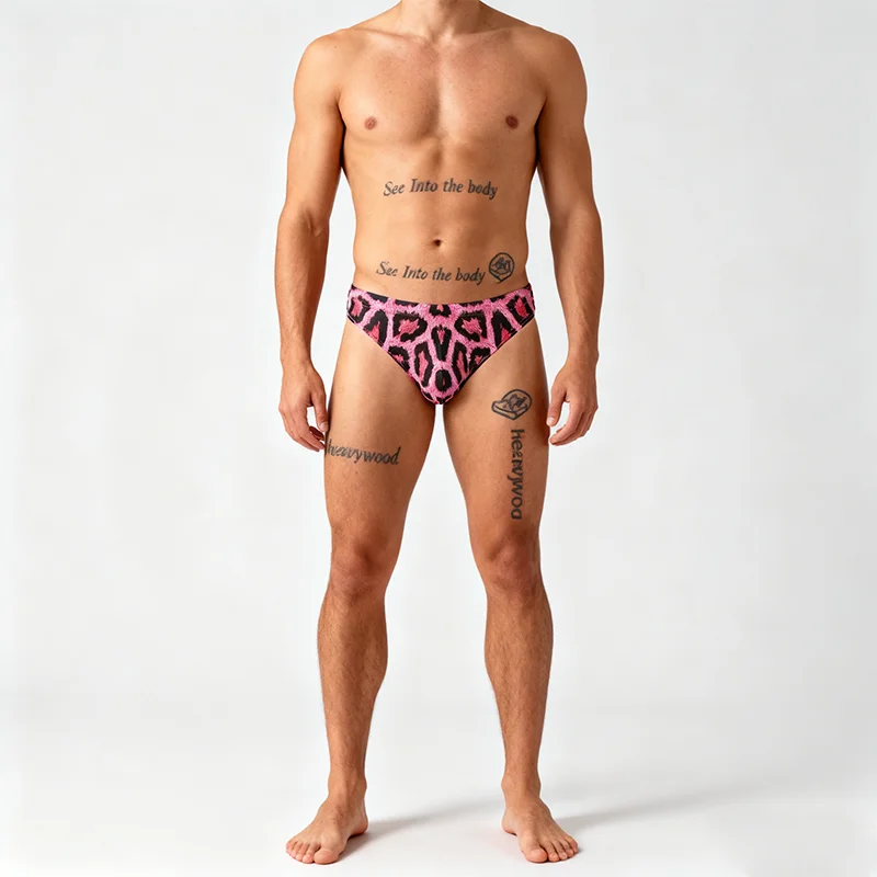 

Новинка, сексуальные мужские купальники, бикини с леопардовым тотемом, плавки, купальник, пляжные шорты, выпуклая сумка, купальный костюм, купальный костюм