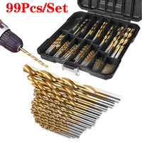 99 Pcs Titanium Drill Bit Set Tool Storage for Steel Wood Plastic Metal Copper Drilling Woodworking Professional tools