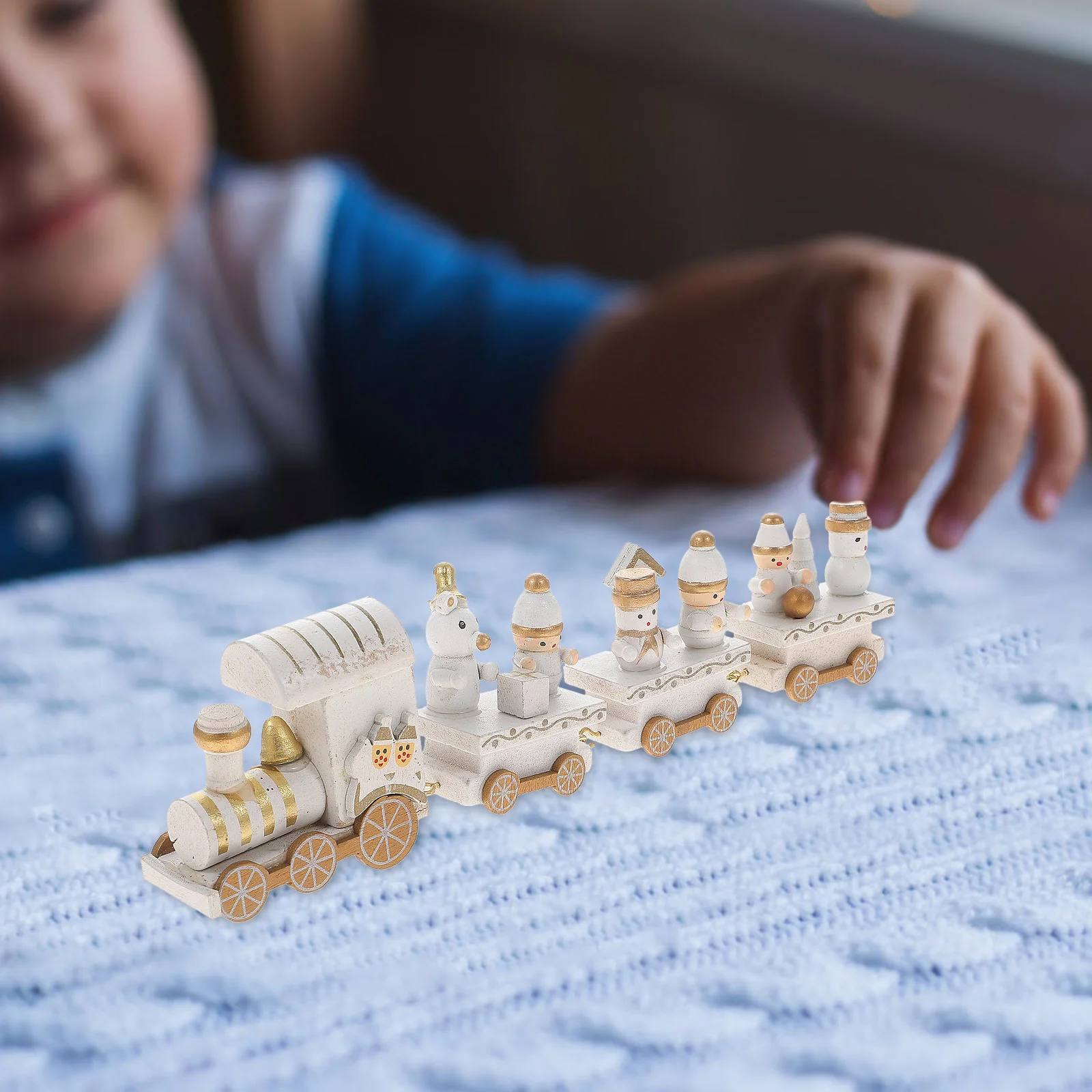 Christmas Train Ornament Decorative Toy White Wooden Gifts for Stocking Stuffers Child The