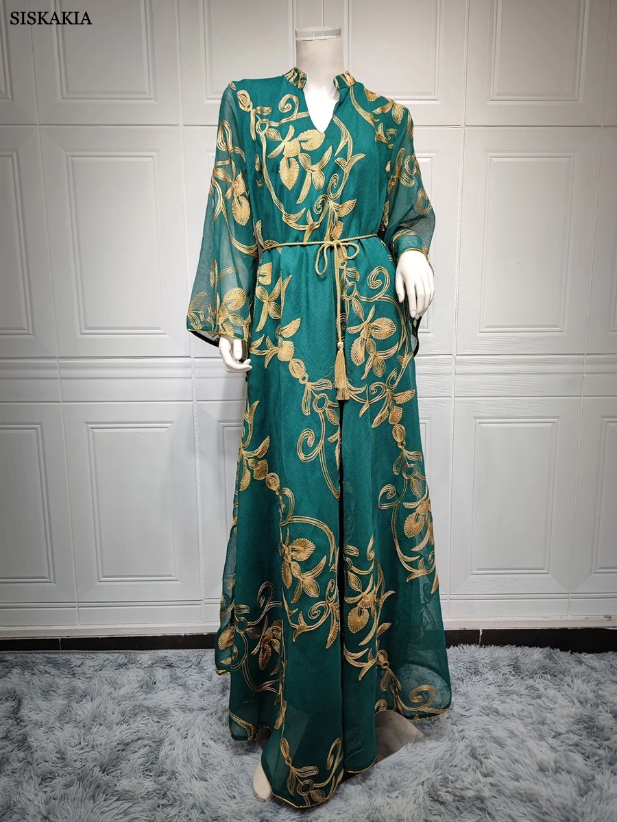 Ramadan Robe Dresses For Women 2023 elegante manica lunga ricamo Evening Party Dubai Abaya abito Casual musulmano