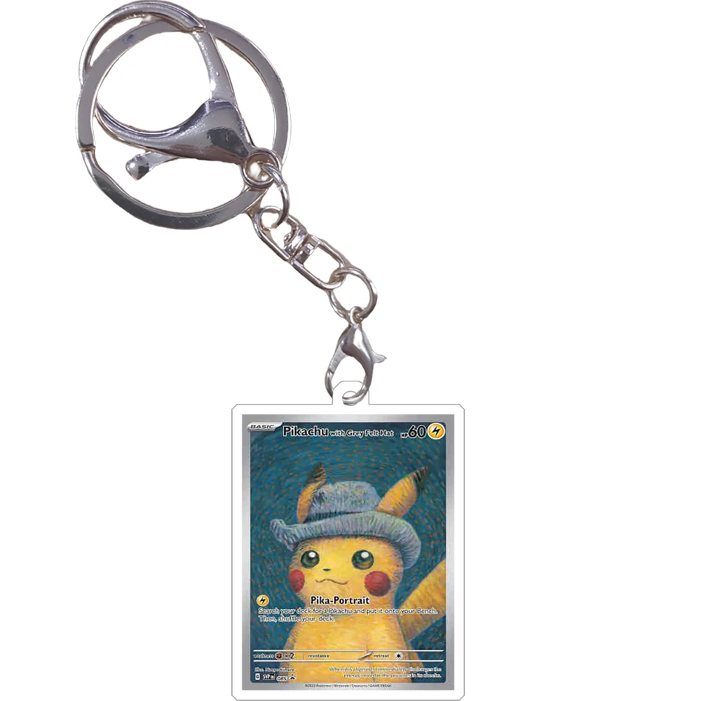 Pokemon Keychain Van Gogh Oil Painting Series Eevee Charizard Mew Mewtwo Acrylic Small Cards Anime Game Pendant Game Prop Toys