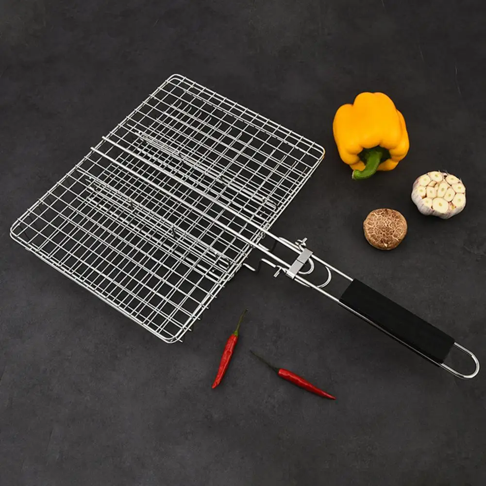 Nesting Grill Basket Steak Grilling Basket Foldable Stainless Steel Grill Basket with Removable Handle Outdoor Bbq for Meat