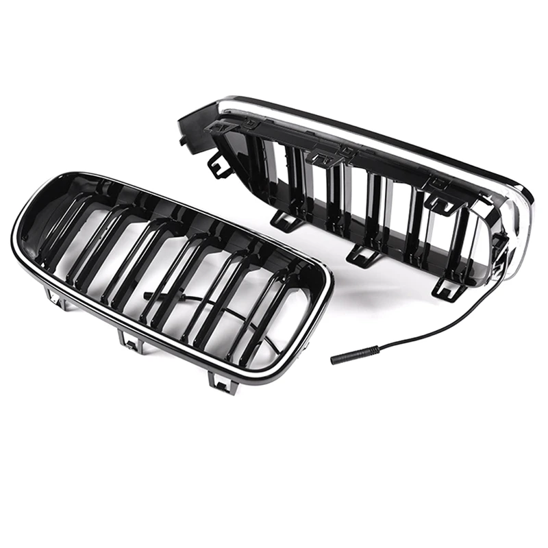 Front Bumper Grills Racing Grills For BMW 5 Series F10 F11 F18 Modified 5 Series Double Bar LED Illuminated Grille