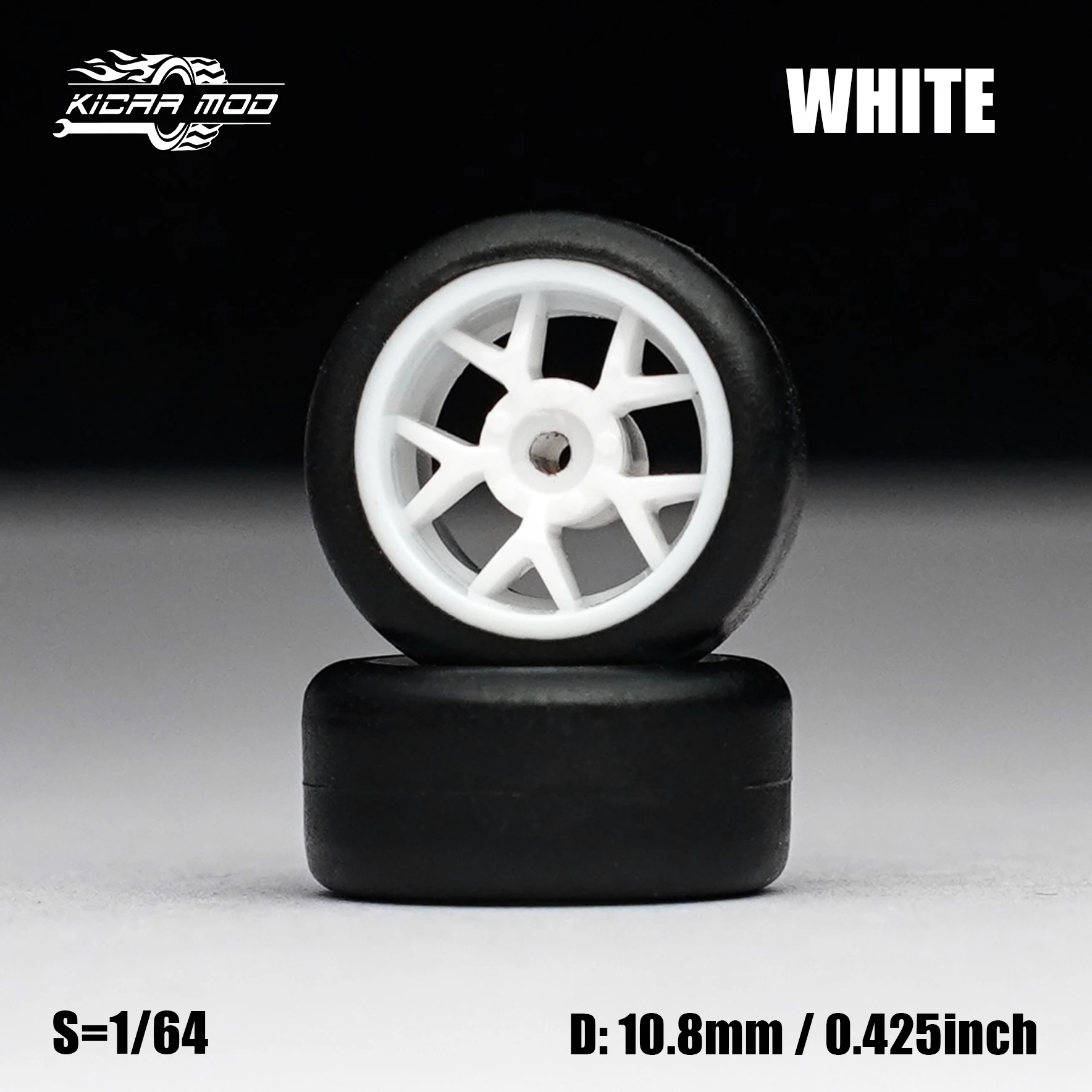 1/64 Modellauto Weiße Räder mit festen Gummireifen, inklusive Nieten für die Nachrüstung von Diecast-Modellen, 4 Stück pro Set – Detail 14