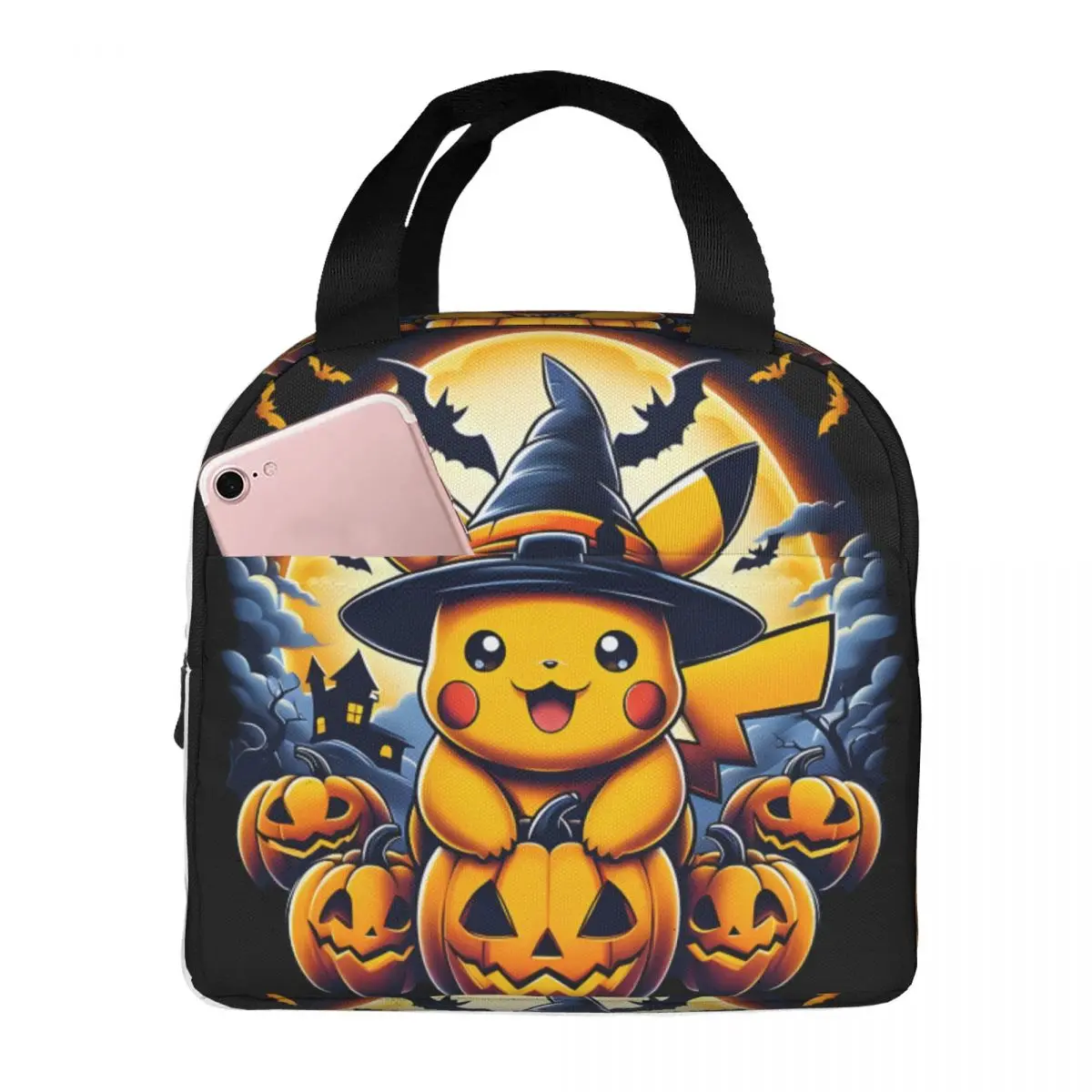 Girl Boy｠ Food Preservation Bag Haunted Night Cooler Portable Fashion Pokemon ToteLunch Food BoxWork