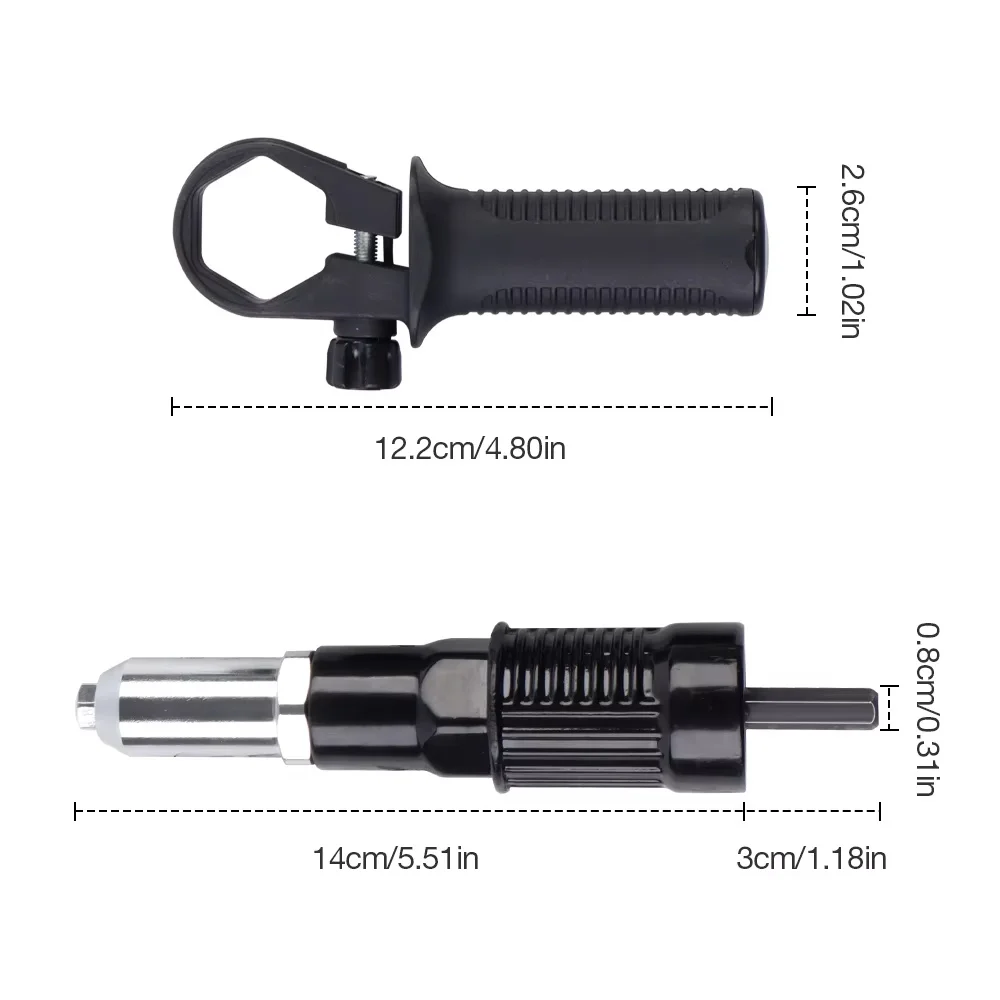 Kit adattatore per pistola per rivetti elettrica senza sforzo da 2,4-44,8 mm Macchina utensile per dadi per rivettatura domestica senza fili ad alta efficienza per trapano elettrico