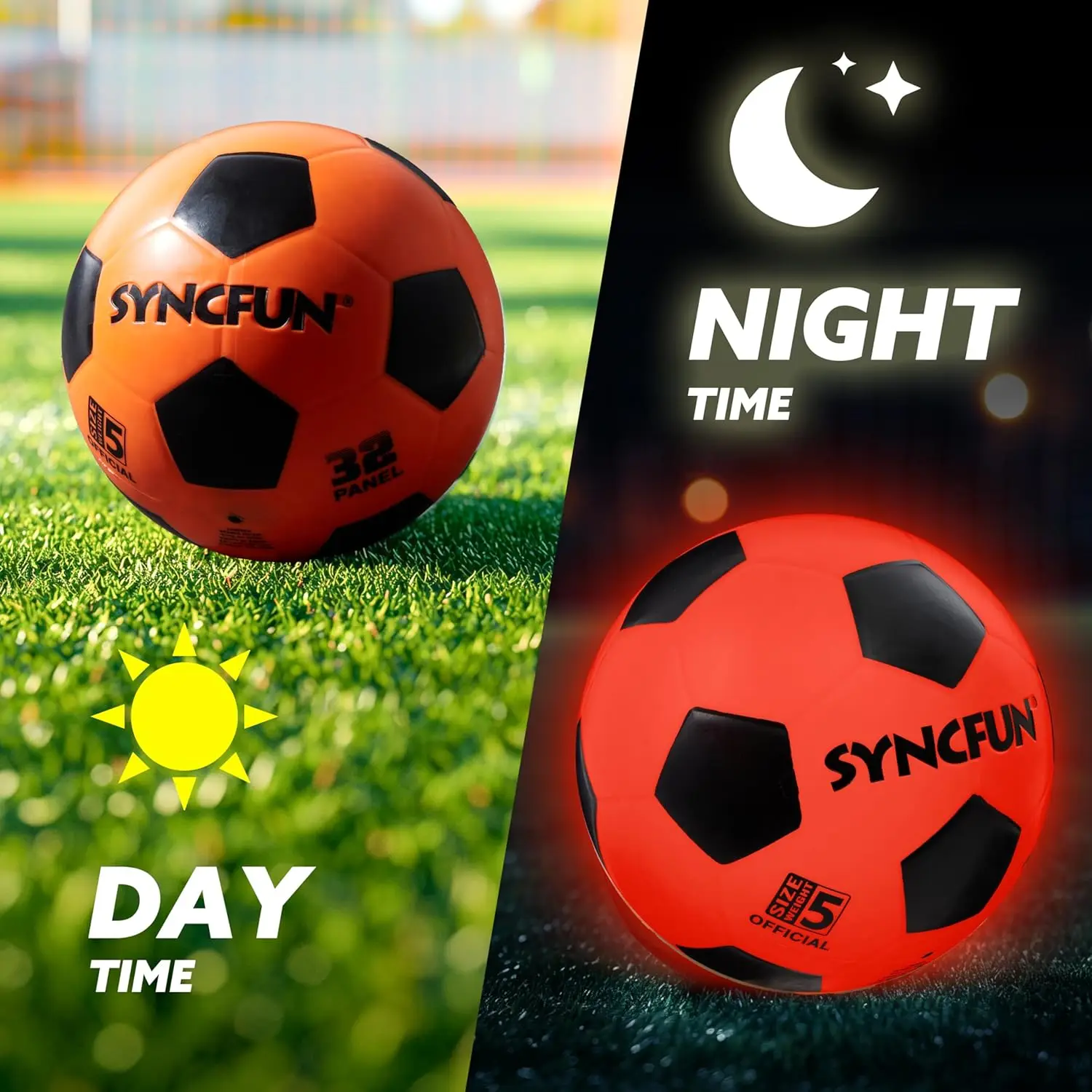 JOYFY Glow in The Dark Voetbal Oplichtende Voetbal Nacht Sportuitrusting Geschenken Games Rode Gloeiende Bal voor Tienerjongen Speelgoed Geschenken