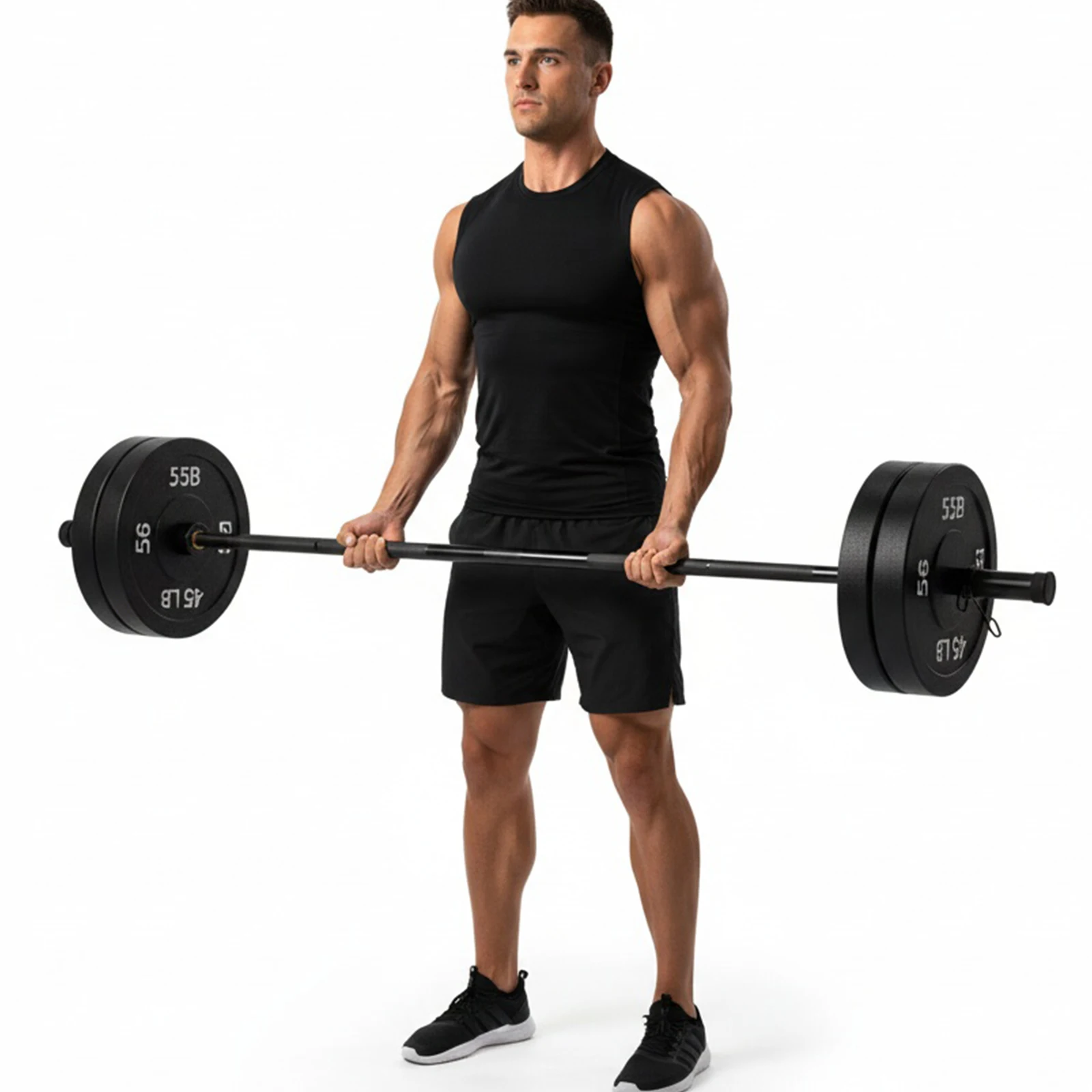 Barra de Conexión para Mancuernas de 2.2 m con 2 Collares de Resorte, Barras de Entrenamiento de Fuerza Universales para Sentadillas, Press de Banca y Peso Muerto