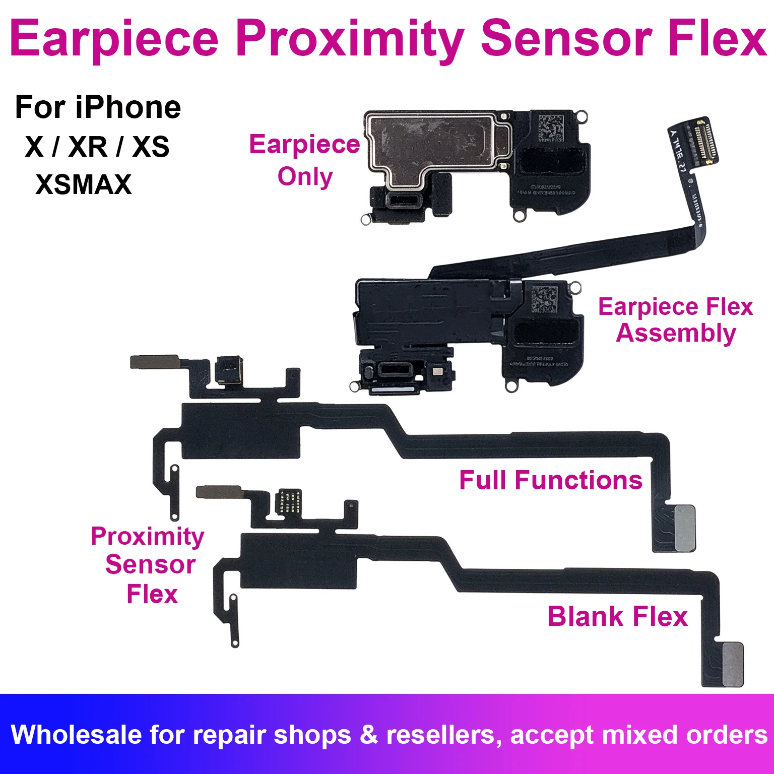 Earpiece Speaker Proximity Sensor Flex Cable Assembly For iPhone X XR XS Max Top Ear HeadPhone Distance Replacement Repair Parts