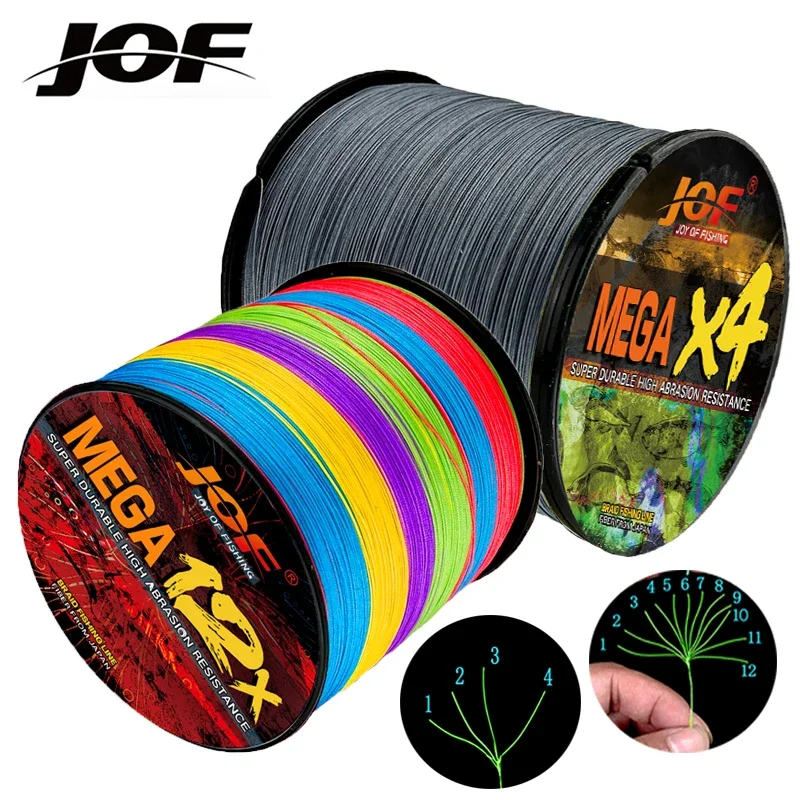 JOF 300M X4/12 Strands Multifilament Durable Braided Fishing Line Diameter 0.11mm-0.55mm Floting Wire Super Stronger 10-120LB