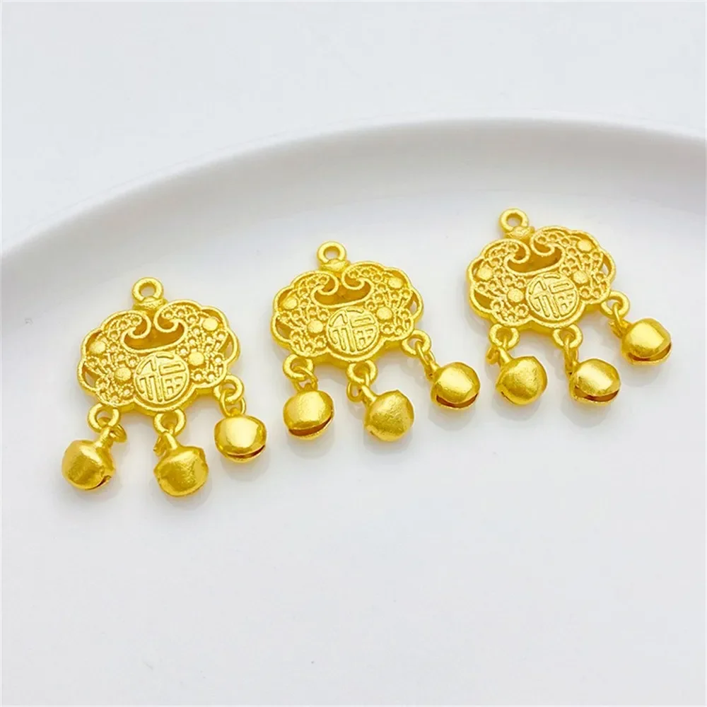 Antiguo Fasha Golden Bell Fu personaje Ruyi Lock Charm colgante DIY suministros de joyería cuentas para collar pulsera accesorios artesanales