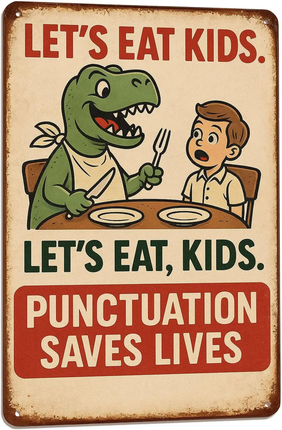 Punctuation Saves Lives Sign Funny Metal Tin Signs   - Funny Grammar Posters English Classroom Decor English Teacher Gifts Middl