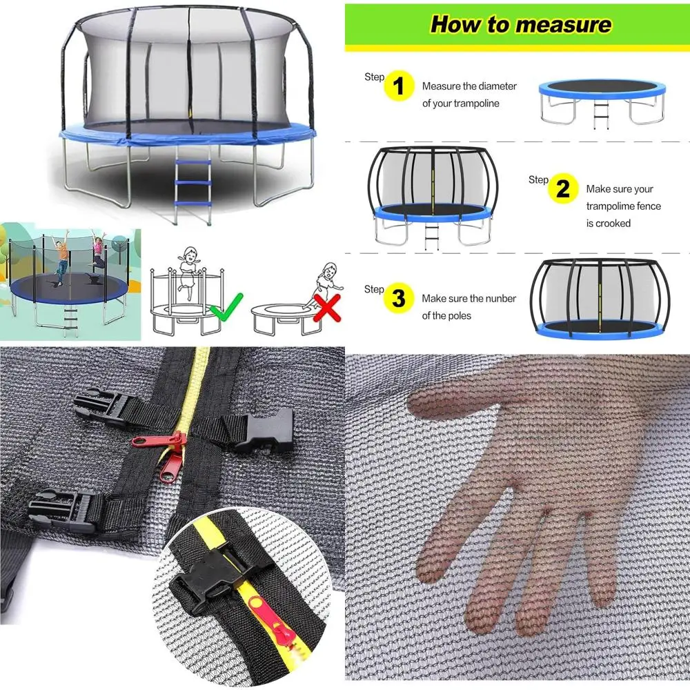 استبدال شبكة أمان الترامبولين، شبكة محيطة من الترامبولين مقاومة للأشعة فوق البنفسجية بطول 12 قدمًا مع سحابات وأبازيم، تناسب معظم O #1