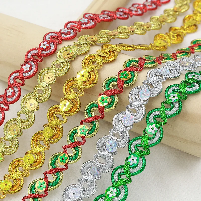 5Yards Gold Silver Trim Ribbon Curve Lace Fabric Sewing Centipede Braided Lace Wedding Craft DIY Clothes Accessories Home Decor