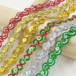 5Yards Gold Silver Trim Ribbon Curve Lace Fabric Sewing Centipede Braided Lace Wedding Craft DIY Clothes Accessories Home Decor