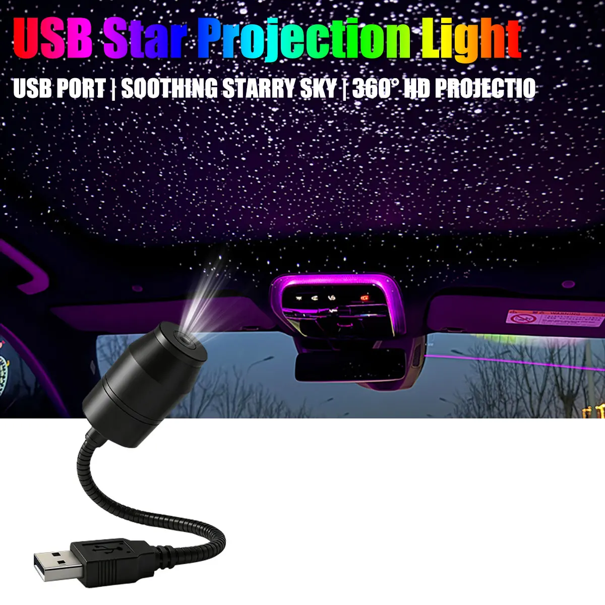 Car Interior Light Roof Star Light USB LED Starry Atmosphere Projector Decoration Night Party Decor Romantic Saturn Galaxy Light
