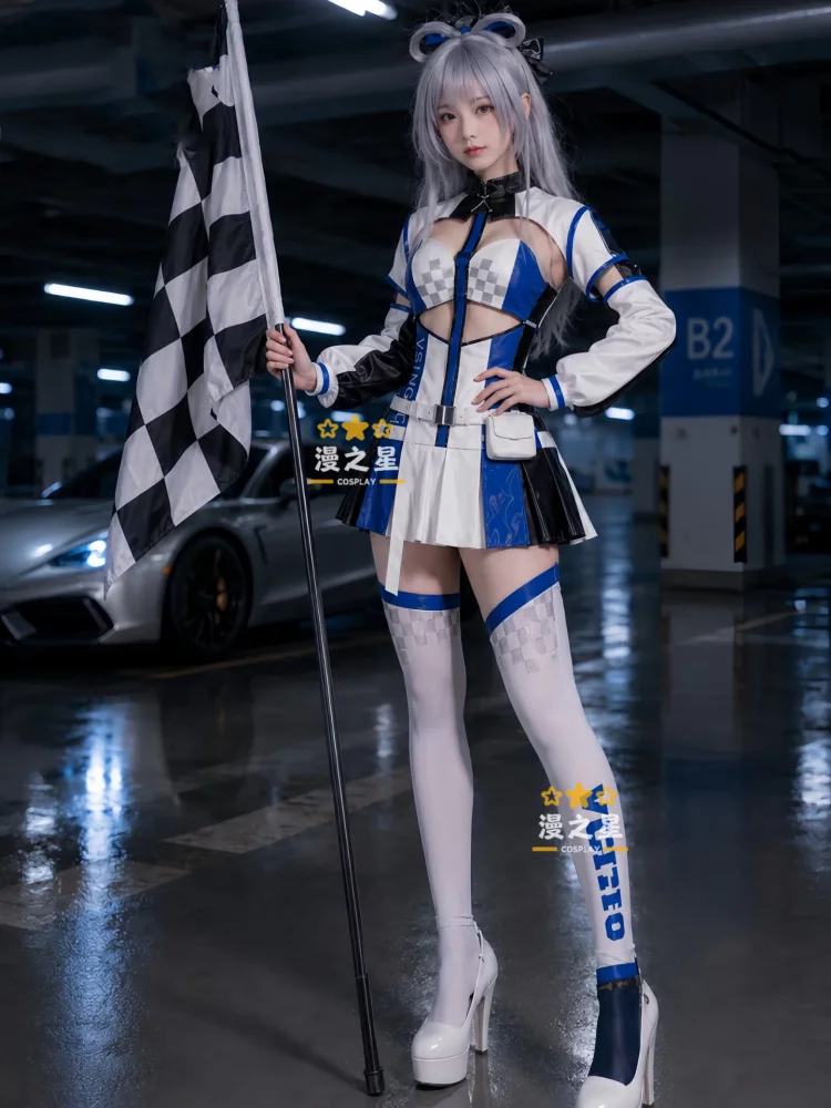 Stock Virtual Idol Luo Tianyi Cosplay Costume Anime Women Fashion Driving Suit Halloween Comic-con Party Suit Role Play Clothes
