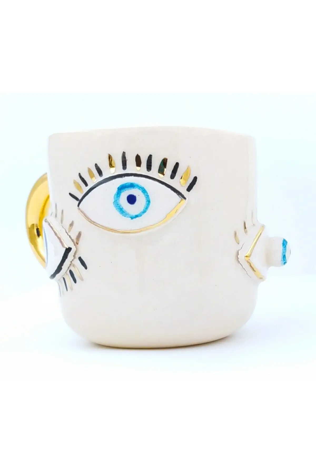 

DOLBOVI 24 sterling gold embroidered, evil eye-patterned 100 handmade, double turkish coffee cup