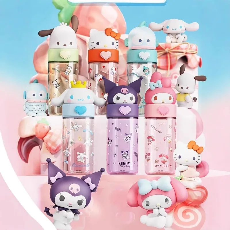 

Sanrio Cute Cartoon Hello Kitty Kuromi 3D Figurine Water Cup, Tritan High Temperature Resistant Cup for School and Outdoor
