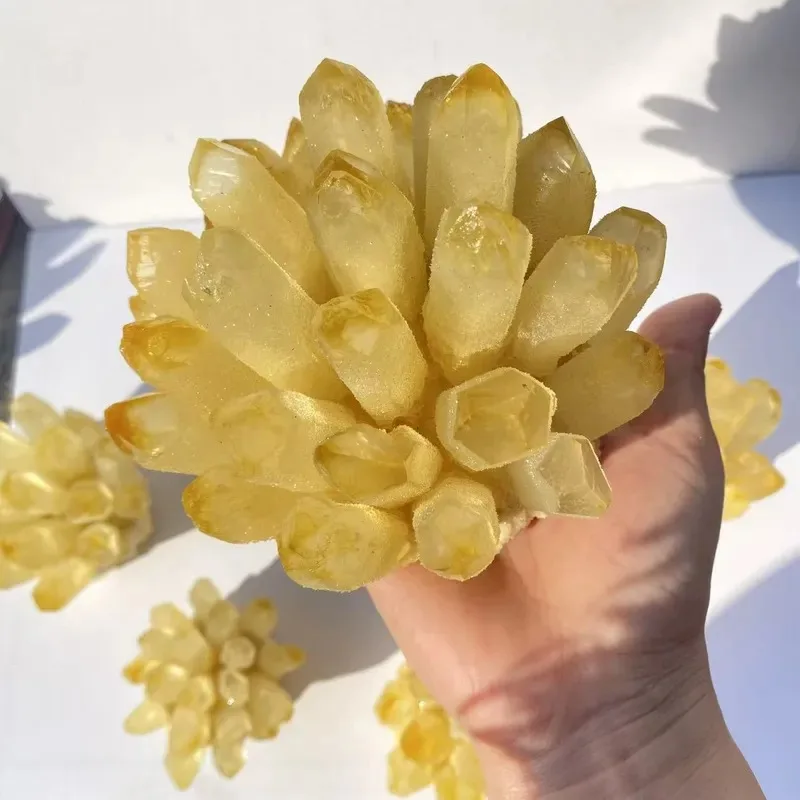 Citrine cluster Crystal flower ornament Home decoration handicrafts Ornamental ore specimens Spot wholesale Crystal cluster
