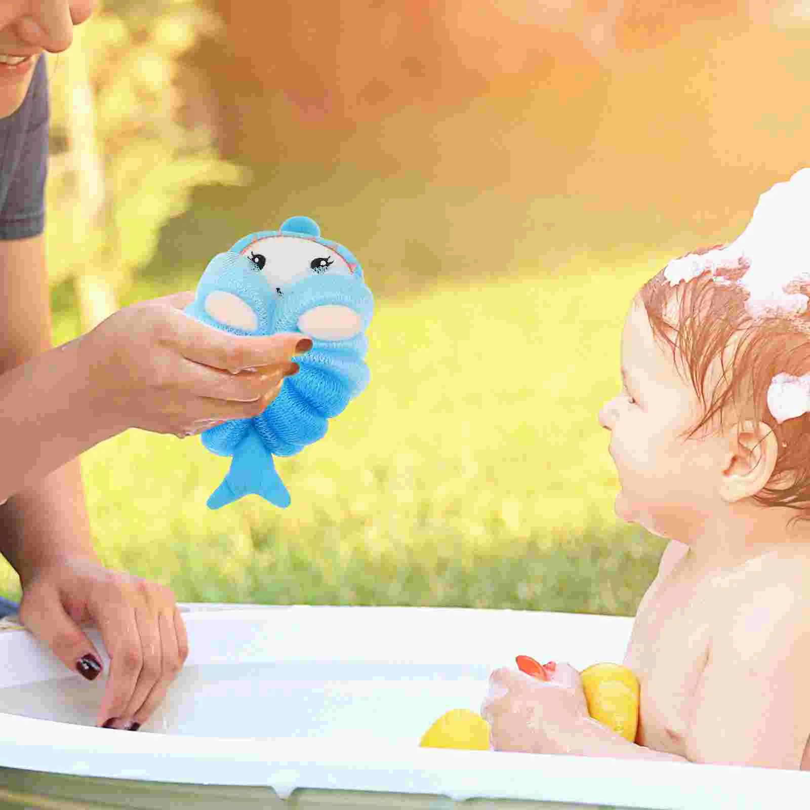 4-delig gereedschap Neem bad Kinderbal Babyshowerballen Loofahs Rookwolken of baden Scrubber Spons Mooie scrubbers Bubble Makers